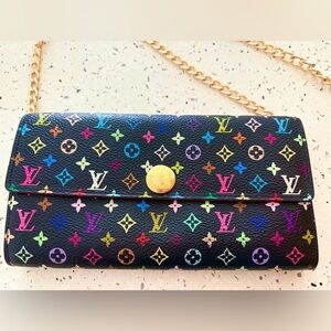 💙💜Louis Vuitton Takashi Murakami Monogram Chain Wallet Crossbody/Shoulder🩷💛